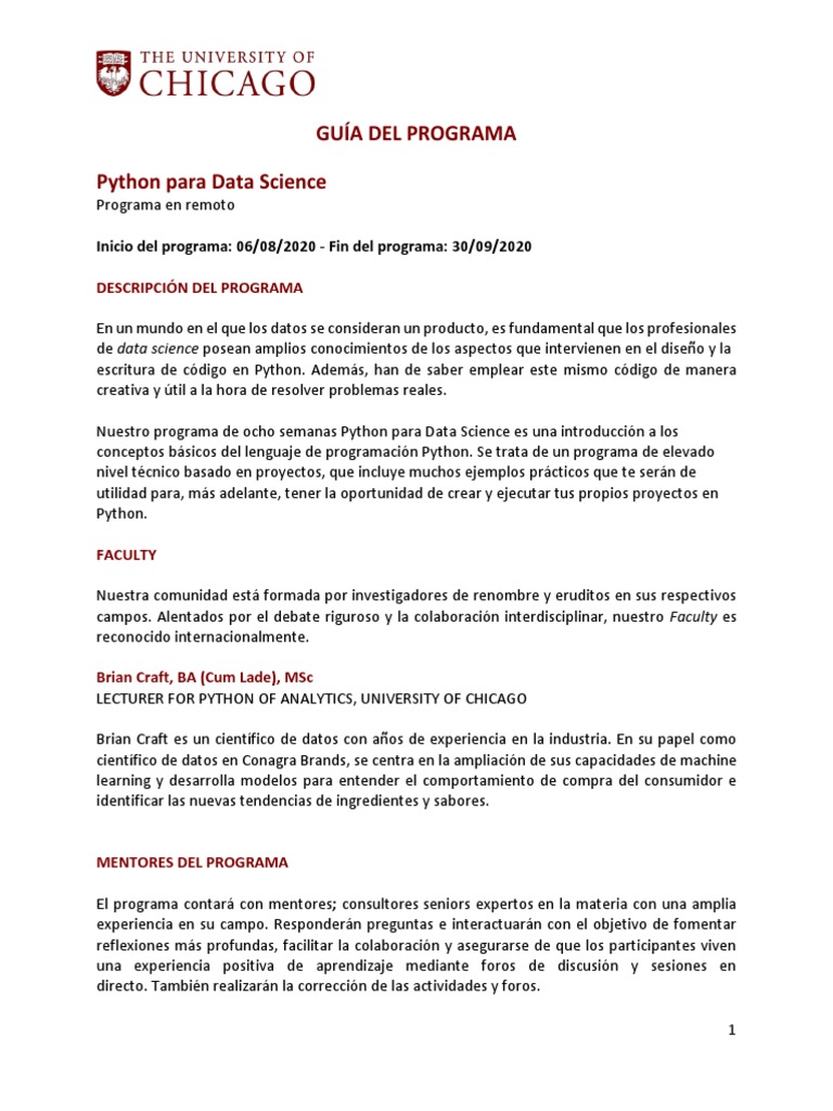 UChicago Python para Data Science - Guía Del Programa | PDF ...