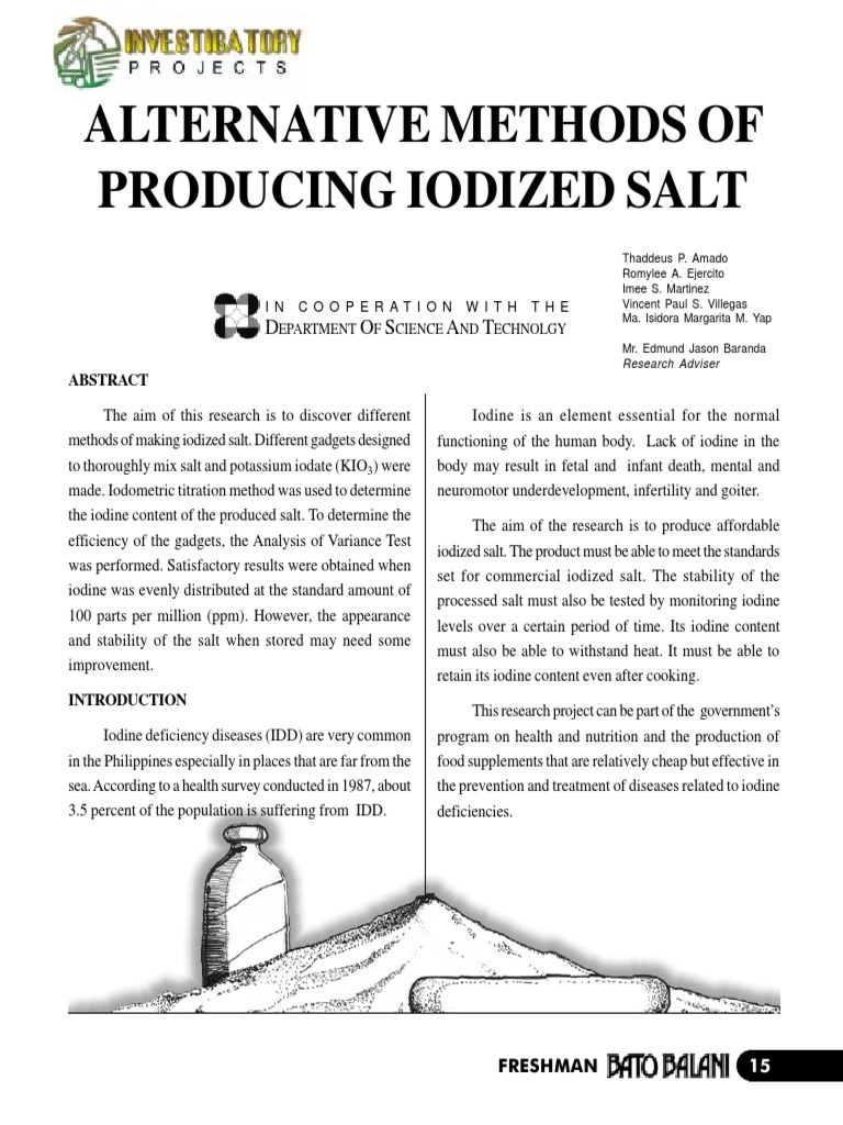 Alternative Ways of Producing Iodized Salt PDF Salt Iodine