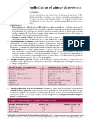 complicaciones del cancer de prostata pdf