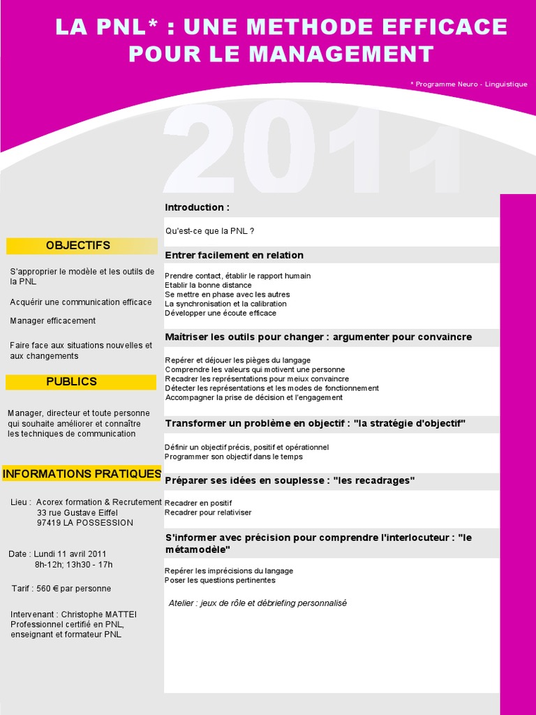 PNL : Outils pour un Management Efficace | PDF | Programmation neuro ...