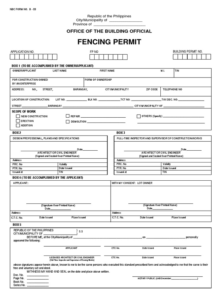 Fencing Permit PDF Economic Sectors Business