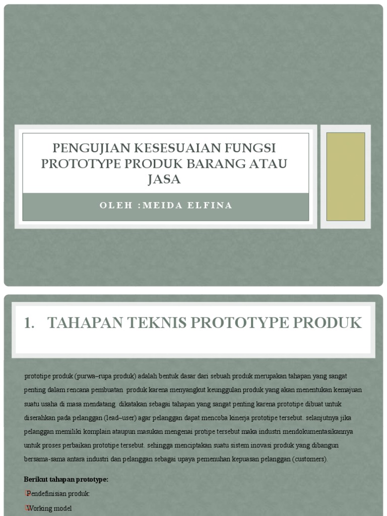 Pengujian Kesesuaian Fungsi Prototype Produk Barang Atau Jasa | PDF
