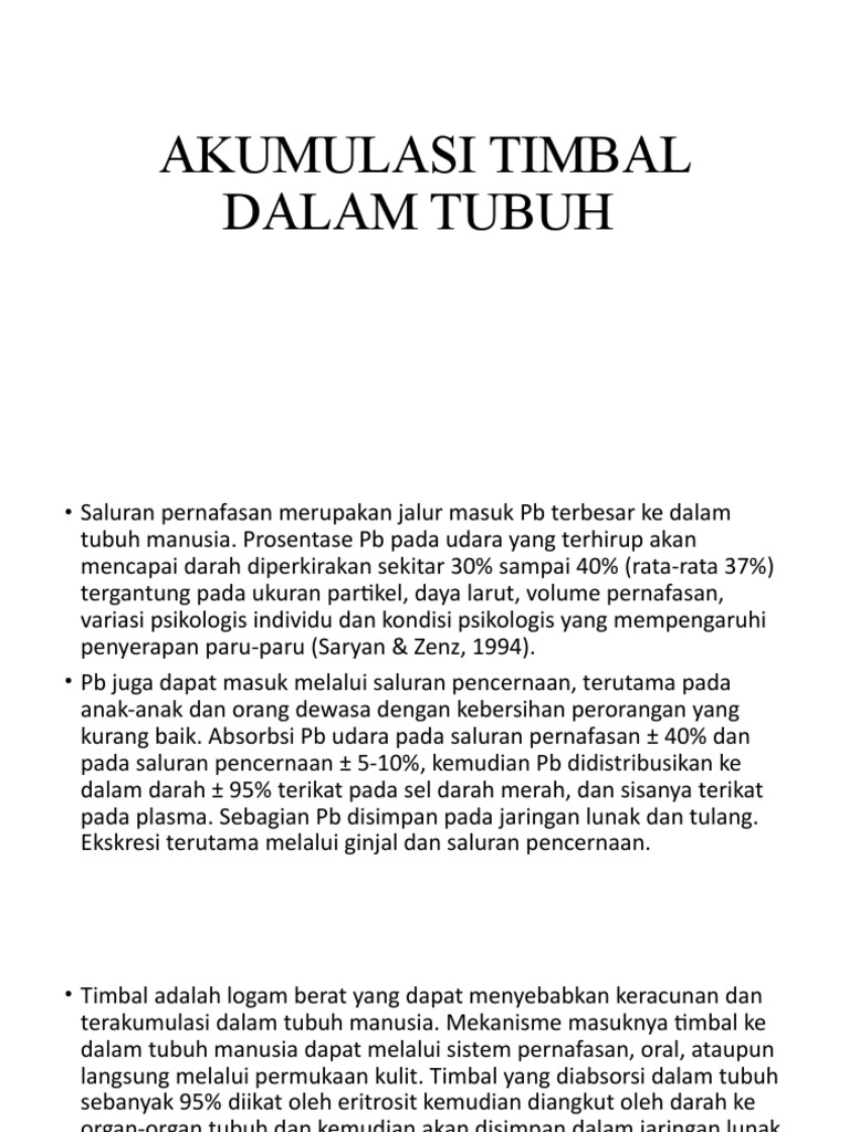 Akumulasi Timbal Dalam Tubuh PDF