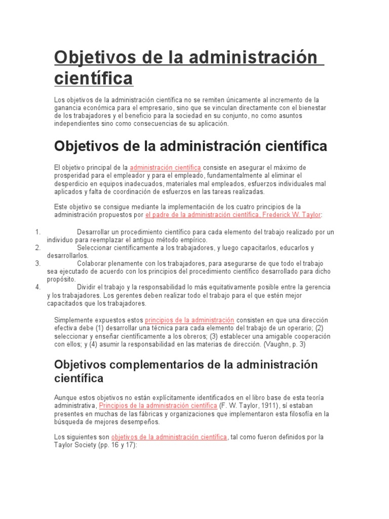 Objetivos de La Administración Científica | PDF | Economias | Labor