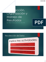 Recolección, Organización y Manejo de Resultados