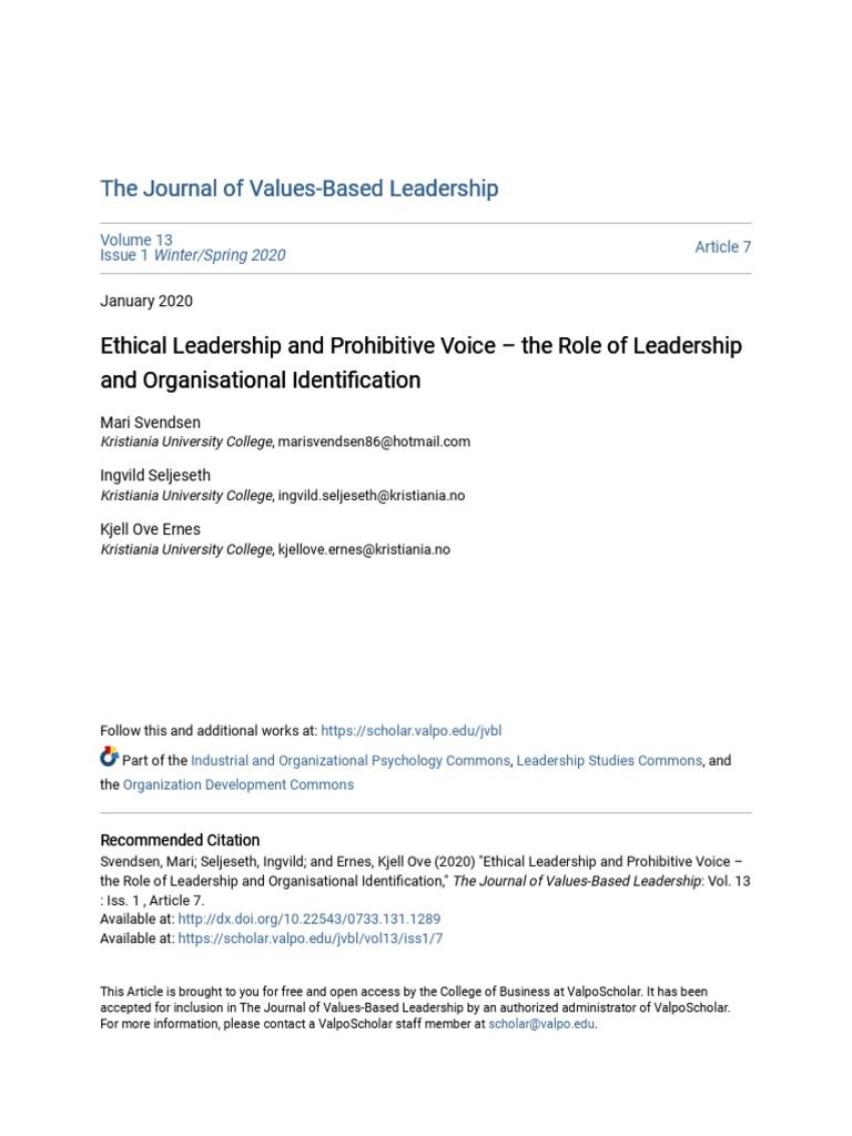 Ethical Leadership and Prohibitive Voice | PDF | Leadership | Human Nature