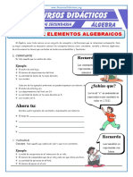 Revisión de Elementos Algebraicos Para Primero de Secundaria