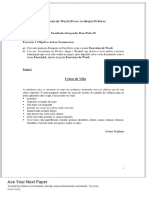 Exercícios de Word (Prova Avaliação Prática) Coisas Da Vida - PDF