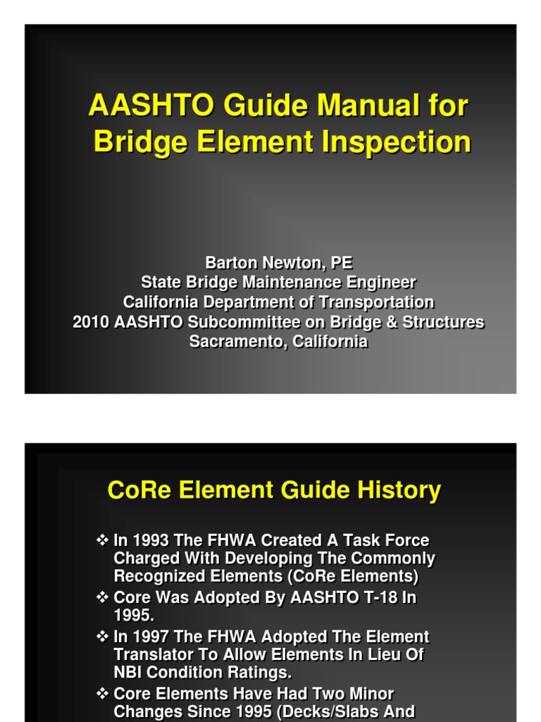 AASHTO Guide Manual For Bridge Element Inspection AASHTO PDF