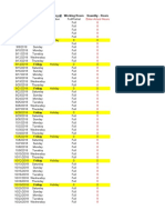 Date Day Working at Working Hours Quantity - Hours