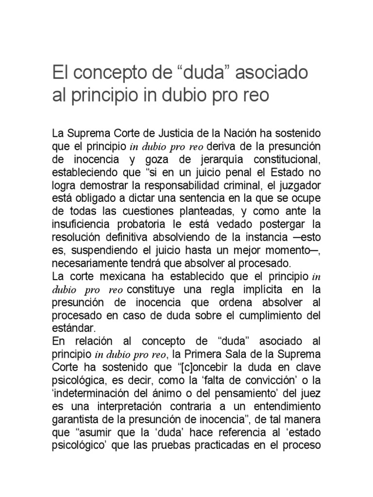Duda Razonable en Derecho Penal | PDF | Duda razonable | Juez
