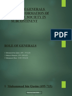 Role of Generals in The Formation of Muslim Society in Subcontinent