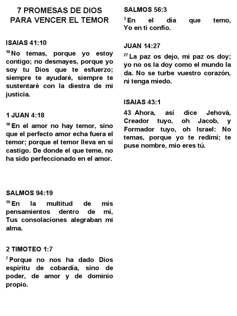 7 Promesas de Dios para Vencer El Temor | PDF