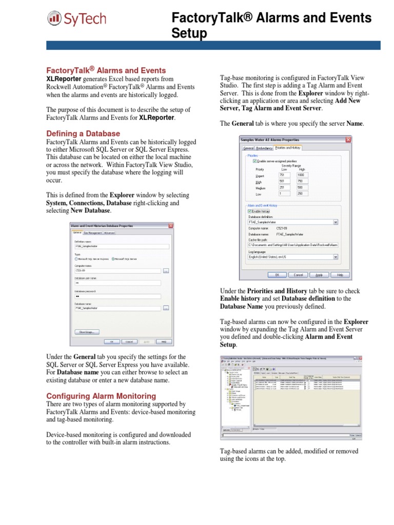 Technical Rockwell Automation FactoryTalk Alarms Events PDF