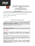 Roteiro Semanal 08 a 12 de Fevereiro Renata