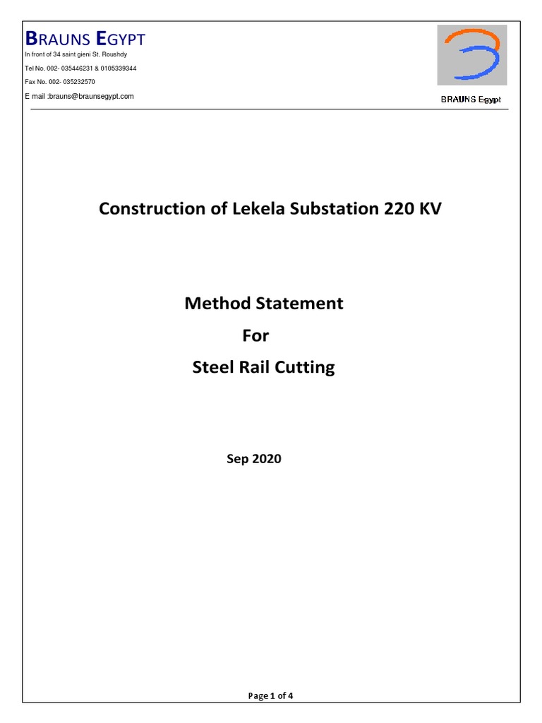 Method Statement For Steel Rail Cutting | Download Free PDF | Personal ...