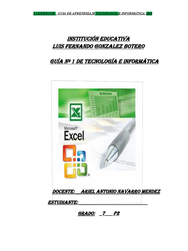 Guía de Excel para Estudiantes de 7° | PDF | Microsoft Excel | Hoja de ...