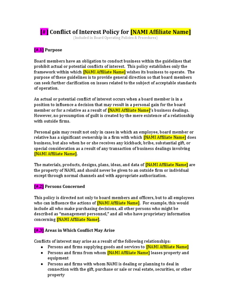 Conflict of Interest Policy | PDF | Conflict Of Interest | Committee