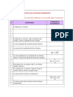 ACT. 25. Ejercicio de Lenguaje Algebraico