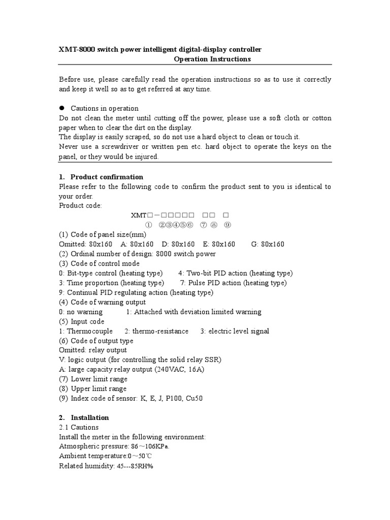 XMT-8000 Temperature Controller Manual | PDF | Electrical Wiring ...