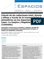 Documento - Cálculo de Las Radiaciones Total Directa y Difusa A Través de La Transmisibilidad Atmosférica en Los Departamentos de Cesar Guajira y Magadalena - M Vanegas - 2016
