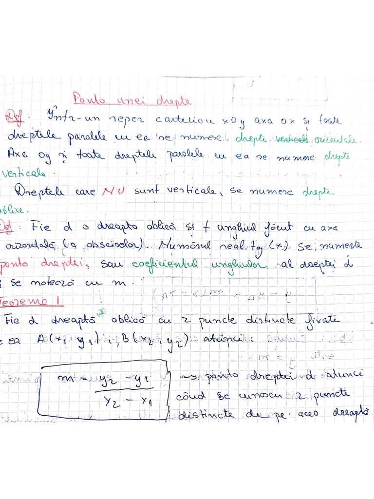 Panta Unei Drepte (Clasa A10a Lecția 29) | PDF