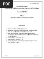 Centennial College Information and Communication Engineering Technology Course: CNET 222 Lab 4: Managing Users and Groups in Ubuntu