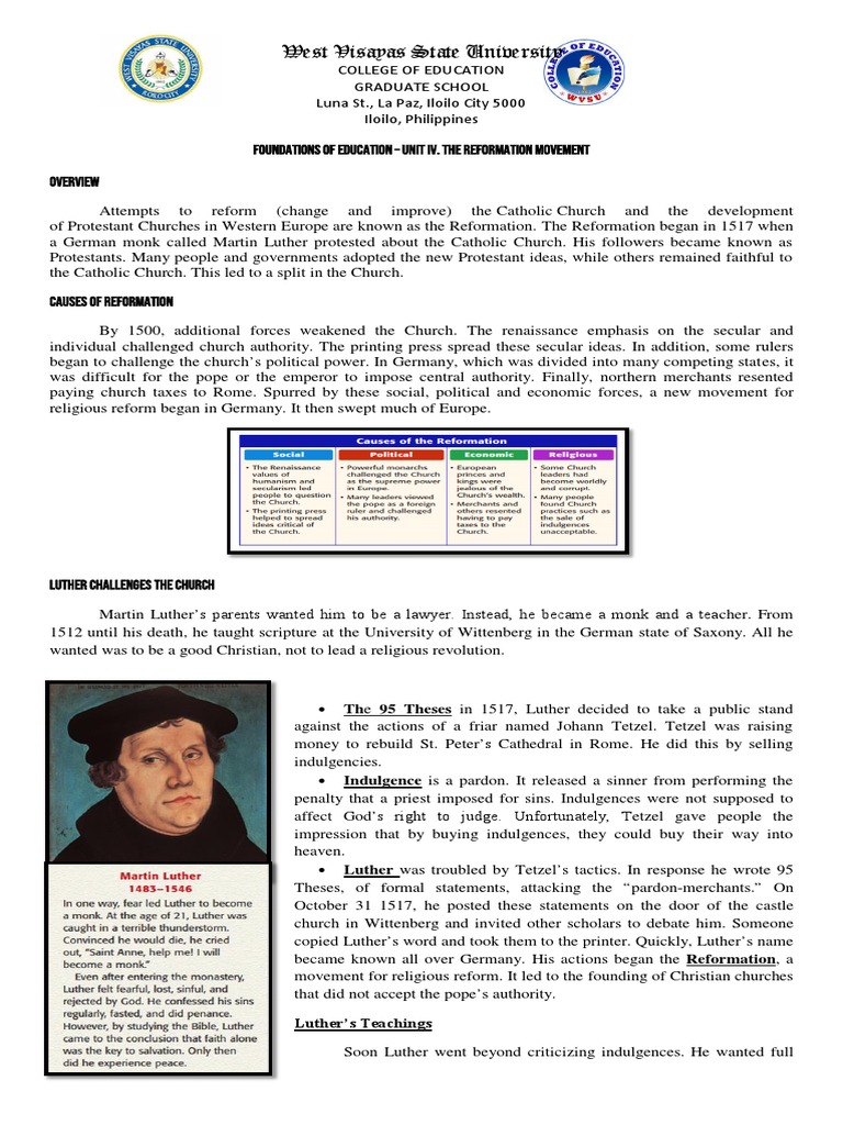 The Reformation Movement | PDF | Protestantism | Martin Luther