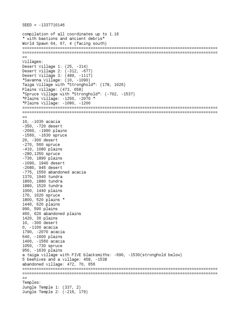 Minecraft Coordinates Guide | PDF | Physiographic Divisions | Biomes