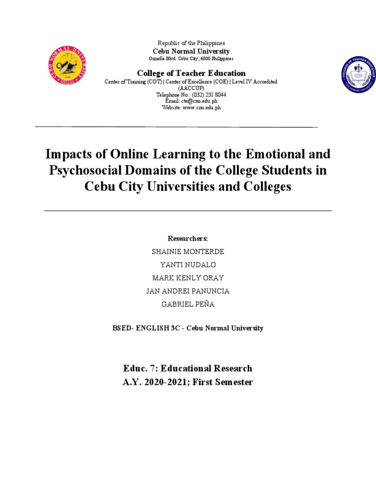 Online Learning's Emotional Impact on Students | PDF | Educational ...