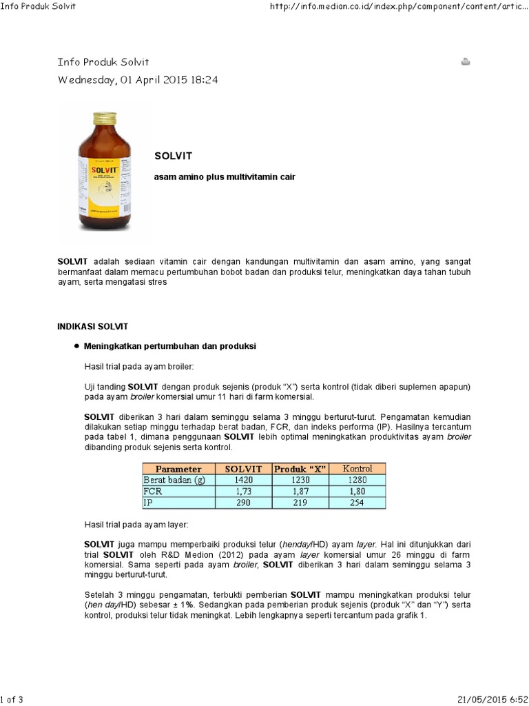 Info Produk Solvit | PDF