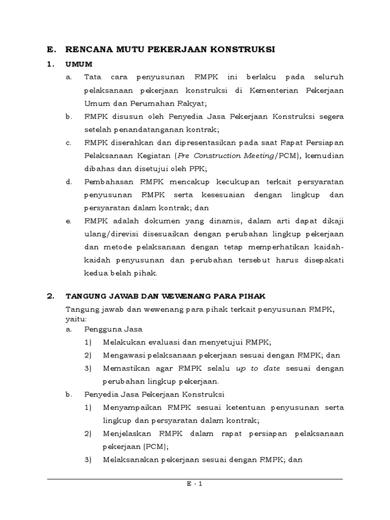 Rencana Mutu Pekerjaan Konstruksi | PDF | Teknologi & Rekayasa