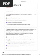 Assessment Form 12: A. Multiple Choice