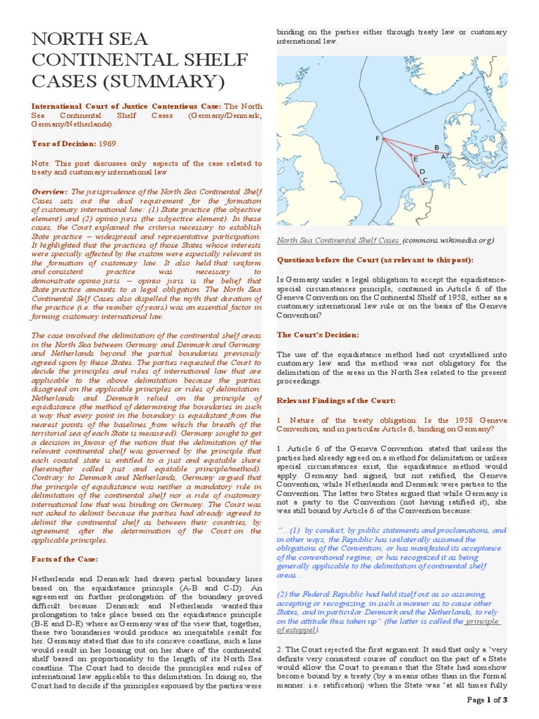 North Sea Continental Shelf Case (I.C.J. Reports, 1969) PDF Treaty
