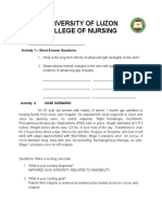 University of Luzon College of Nursing: Name - Activity 1 - Short Answer Questions