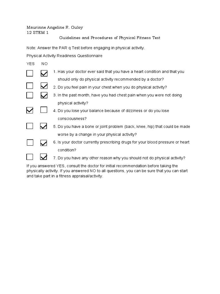 Physical Fitness Test Guidelines | PDF | Physical Fitness | Heart