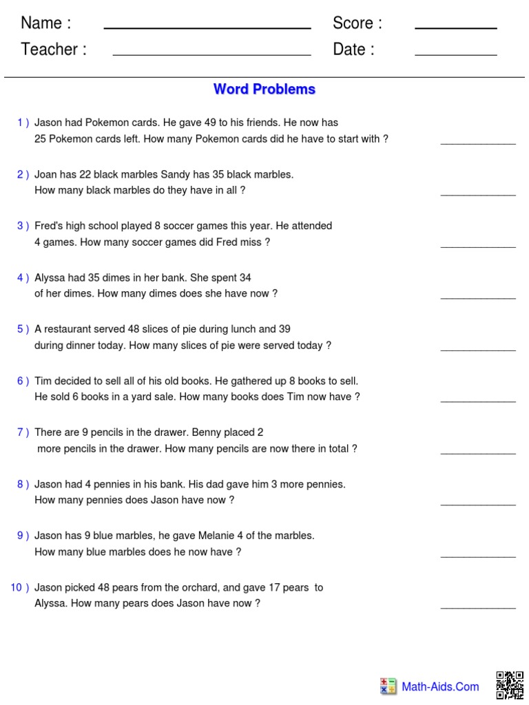 Colorful Math Word Problems | PDF | Eating Behaviors Of Humans | Food And  Drink