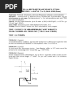 Test 2/ Exam, Fluid Mechanics For W, Vvr120 18 OCTOBER 2011, 14:00-17:00 (Test 2), 14:00-19:00 (Exam)