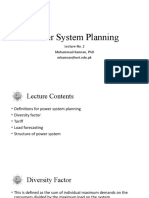 Power System Planning: Lecture No. 2 Muhammad Kamran, PHD Mkamran@Uet - Edu.Pk