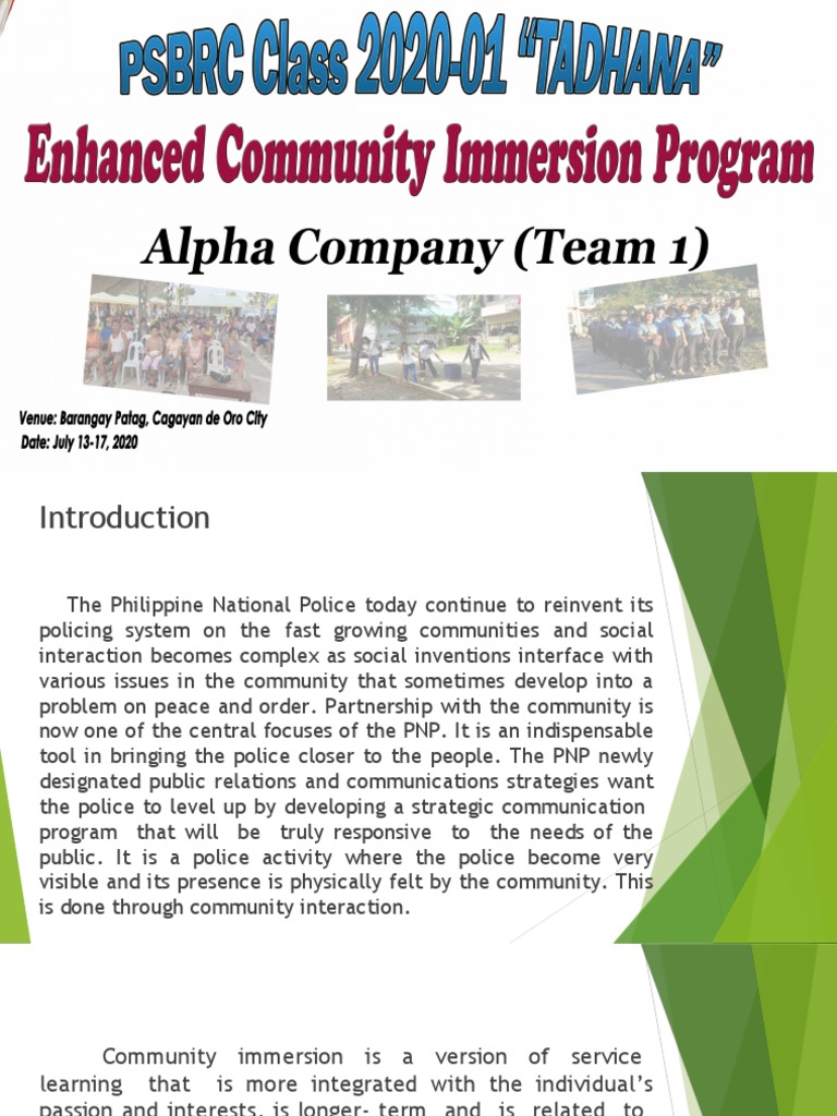 PNP Community Immersion Program Overview | PDF