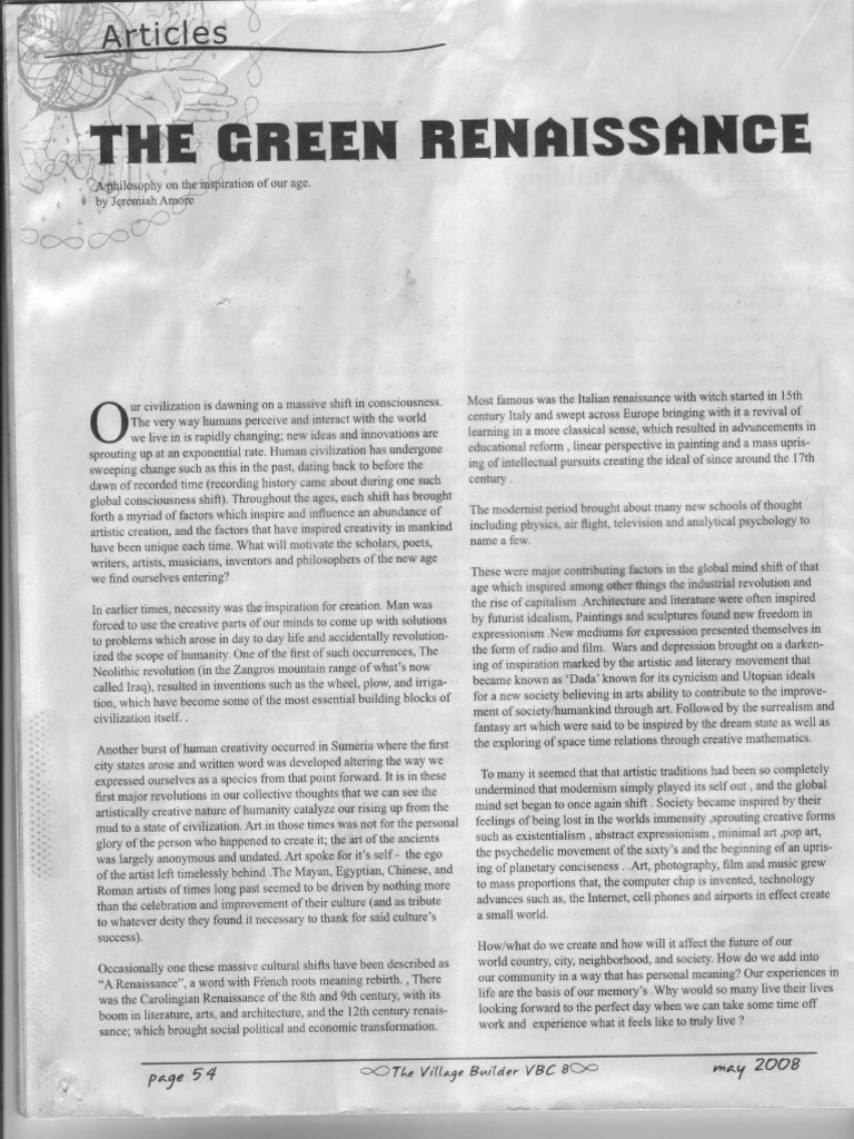 The Green Renaissance: Creativity's Future | PDF | Nature