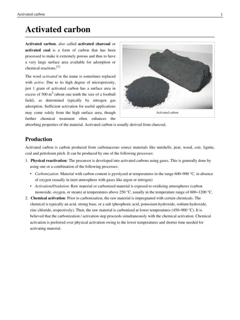Active Charcoal Adsorption Physical Chemistry