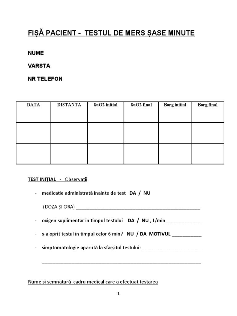 Testul de Mers 6 Minute | PDF