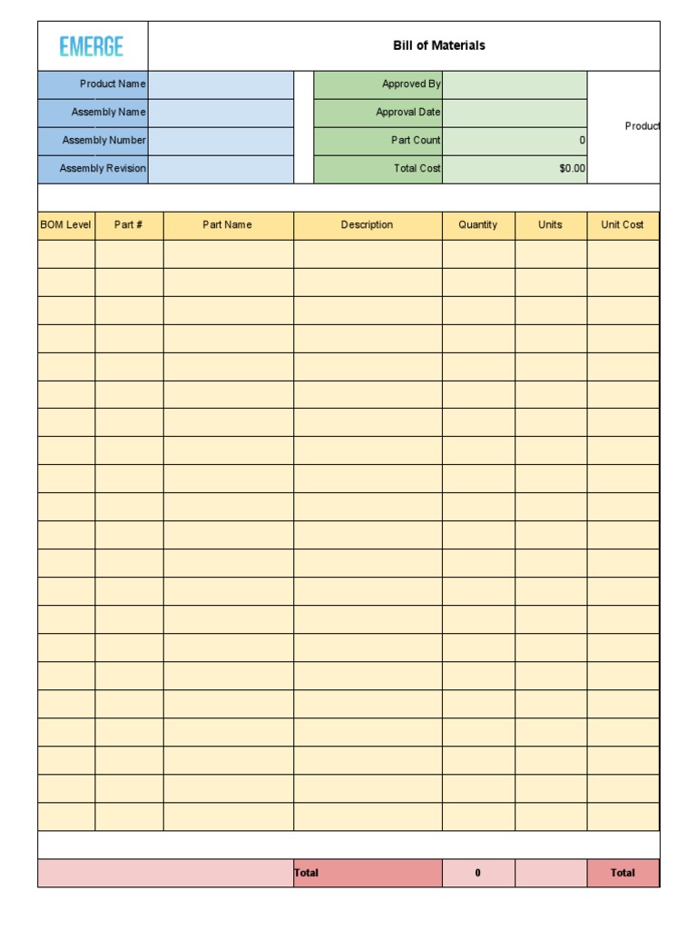 Bill of Materials Template 04 | PDF | Production And Manufacturing | Industries
