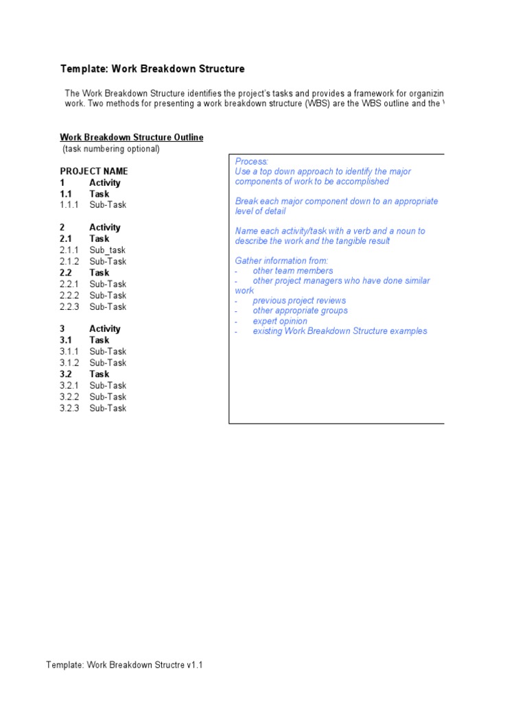 Work Breakdown Structure Template v1.1 | PDF | Scientific Modeling ...