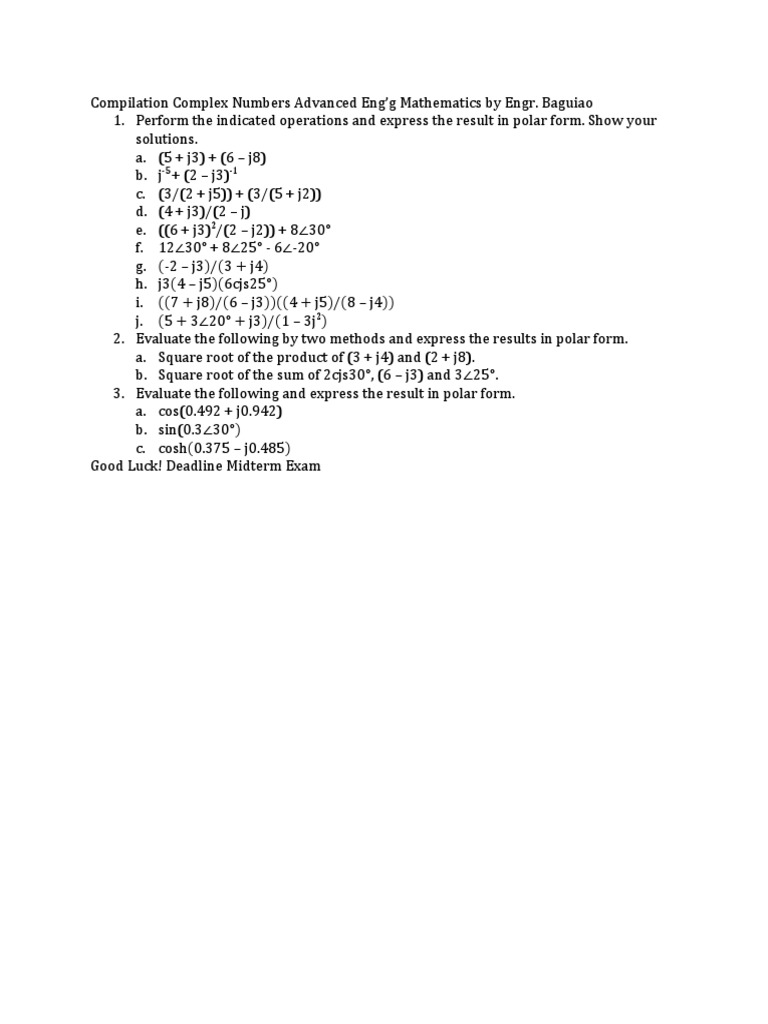 Advanced Complex Numbers Exercises | PDF | Teaching Methods & Materials ...