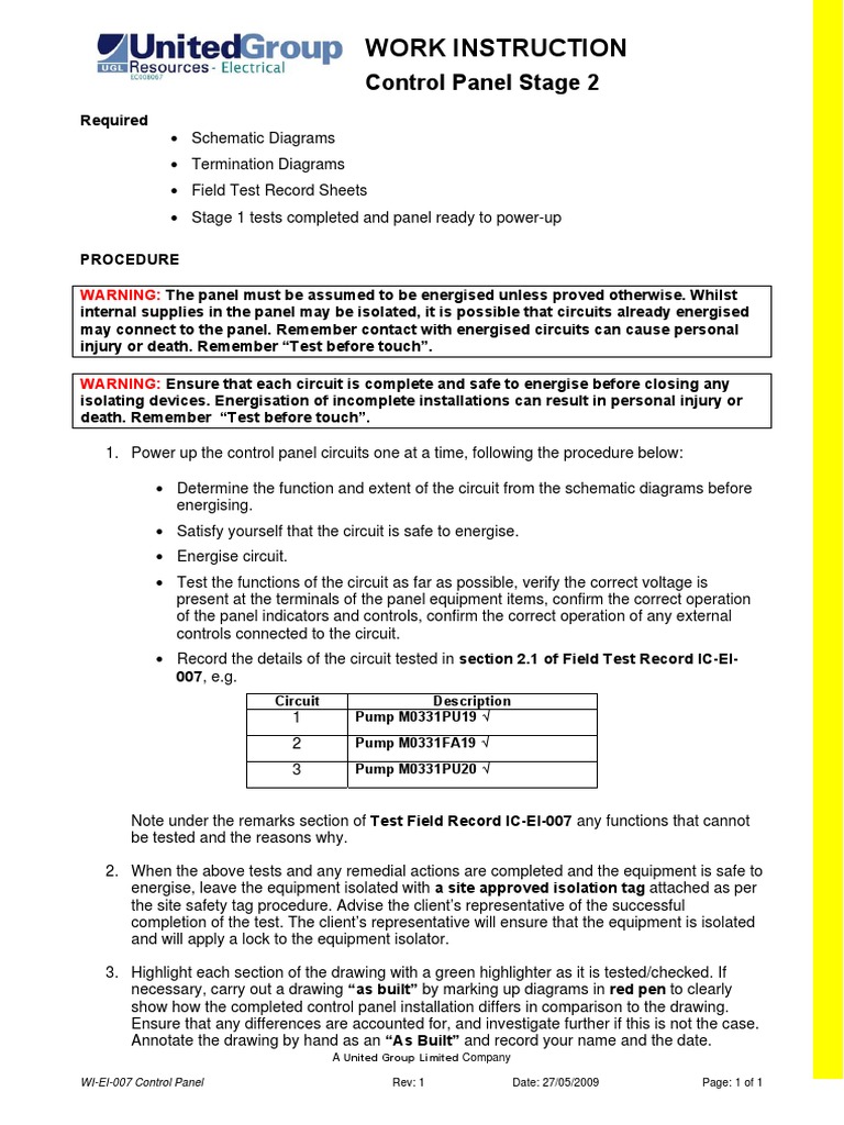 Control Panel Stage 2 Work Instruction | PDF | Electronics | Electrical ...