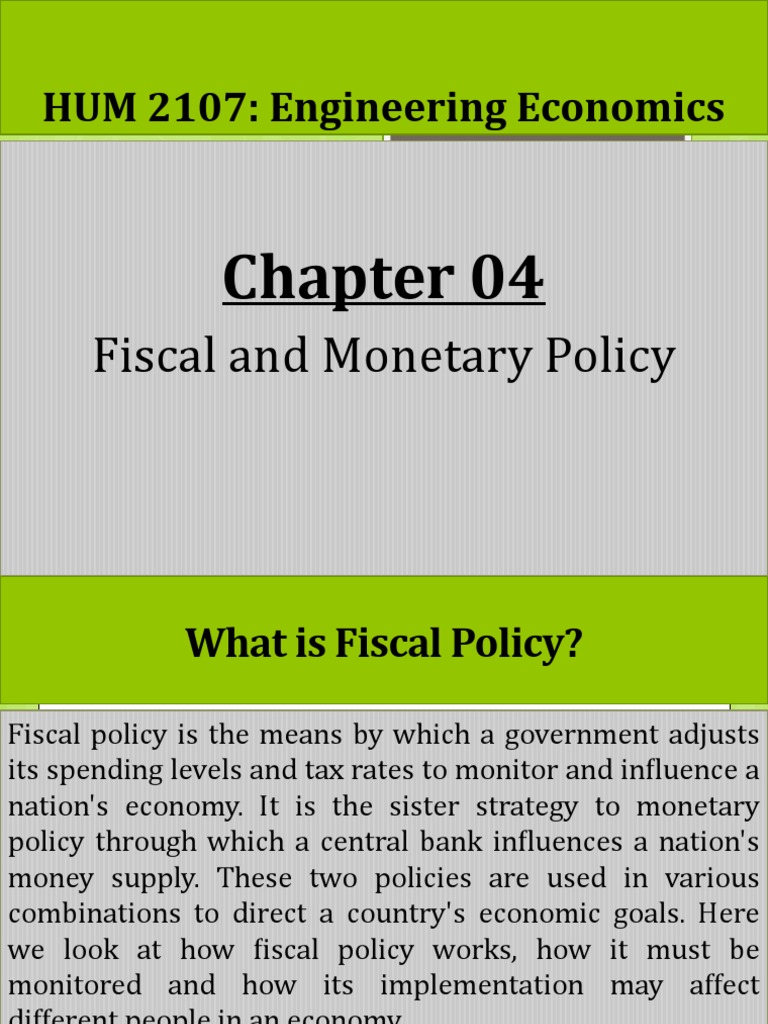 HUM 2107: Engineering Economics: Fiscal and Monetary Policy | PDF ...