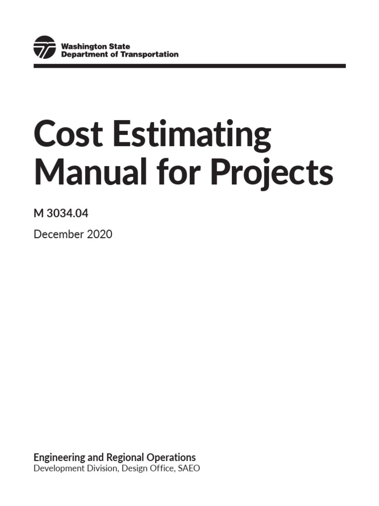 Cost Estimating Manual For Projects December 2020 PDF Risk