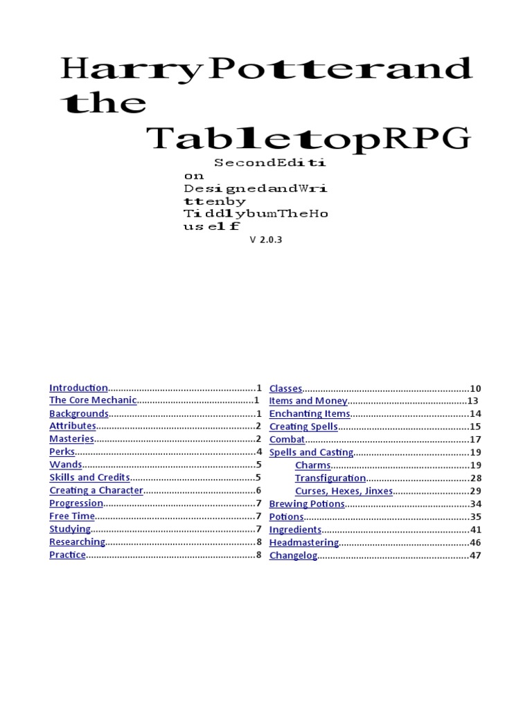 Second Edition Harry Potter and The Tabletop RPG PDF